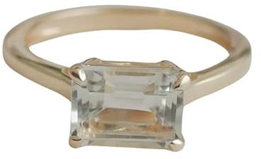 Grüner Amethyst Baguette Vergoldet Sterling Silber Ring - Natürlicher Edelstein - Geburtstagsgeschenk - Weihnachtsgeschenk - Handgefertigte Geschenkideen für Frauen (Größe: US Size 8 / Diameter 18.2)