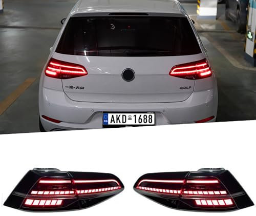 Gziztx Auto Rücklicht Satz,für VW Golf 7 2013-2017 MK7, Auto Rückleuchten Heckleuchte Baugruppe Linke Rechte Rücklichter Bremslicht hinten Signal Lenkung Rücklicht Gehäuse Ersatz Zubehör (Schwarz)