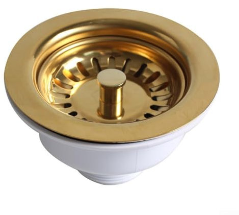 Gold Plated Sink Drainer Strainer,Gold PVC Kitchen Sink Basket Strainer Waste Gold Sink Waste Kit