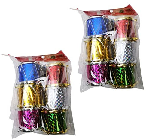 PRETYZOOM 12 Stücke Mini Weihnachtsbaum Trommeln Weihnachtsdekoration Hängende Ornamente 6 Farben Sicheres Papiermaterial