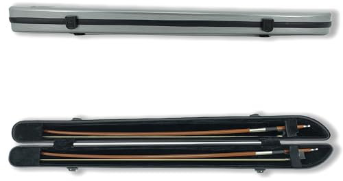 YoungMonic Geigenbogenkoffer aus Kohlefaser, für 2 Bögen, mit Schultergurt, Grau