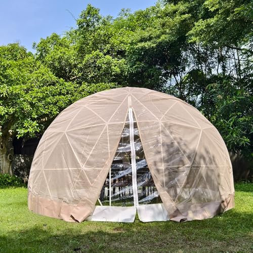 Gartenkuppel, Igluhaus, Campingzelt mit transparenter Abdeckung und HDPE-Schattenabdeckung, verbessertes wetterfestes geodätisches Kuppel, Gewächshaus, Gartenkuppel für Outdoor, Weihnachten (weiß +
