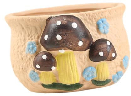 Fonowx Pot de Fleurs en Céramique en Forme de Champignon pour Plantes D'intérieur, 10x9x6,3 Cm, Idéal pour La Décoration de La Maison, Style D