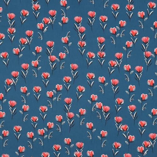 VmG-Store 1m Baumwollstoff zum Nähen 100% Baumwolle Nähstoff KEINE Meterware Kinderstoff Patchwork DIY Basteln Quilten Handwerken (Tulpen Bc035)