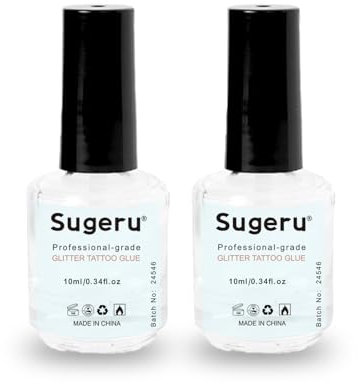 Sugeru 2 Pcs Glitter Tattoo Glue(10ml),Adhesivo para Glitter Maquillaje,Pegamento para el Cuerpo para Tatuajes Purpurina,Brillantes para La Cara Glue,Purpurina Cara Glue,Para Carnavales, Fiestas