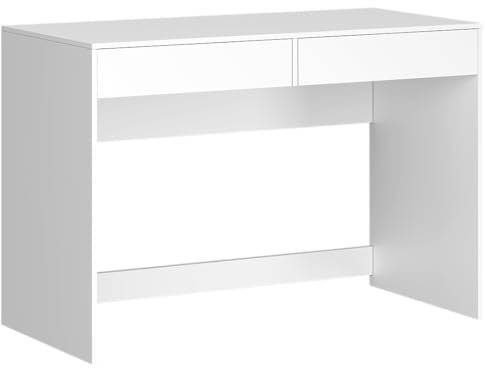 Bellamio Toce Schreibtisch mit 2 Schubladen – Computertisch weiß – Jugendschreibtisch 75x53x110 cm (HxTxB) – moderner Bürotisch mit Stauraum – Schminktisch & Schreibtisch Kombi – Schülerschreibtisch