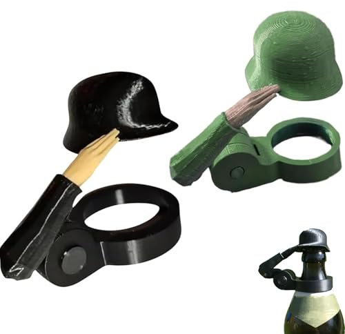 XRXRX 2pcs Bierflaschen Helm, Lustige Soldat Gruß Veteran Tribut Bierflasche Stopper, Wiederverwendbare Staubdicht Flasche Schutz, Trinken Zubehör Dekoration
