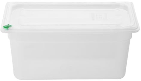 Hygiplas Click PP 1/3 GN Food Container with Lid, 150mm, 5.3Ltr, Pack of 4 | Includes 7 colour clips for HACCP cross-contamination prevention and secure air-tight storage in commercial kitchens.