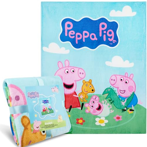 Get Trend Peppa Wutz Kuscheldecke 130x150 cm für Kinder, Flauschige Fleecedecke mit Motiv, Weiche Decke für Sofa und Bett, Geschenk Mädchen und Jungen (Multi Peppa Pig)