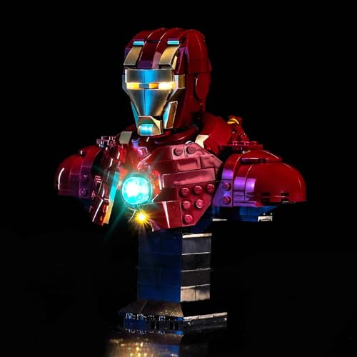LocoLee Light kit Compatible with Lego 76327 Iron Man MK4 Bust - No Model Only Light, LED Lighting Accessories Compatible with Lego 76327 (Optical Control Version)