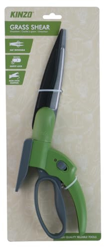Kinzo Grasschere 360 Grad Drehbar – Manuelle Rasenschere mit Sicherheitsverriegelung, Antihaftbeschichtung und Ergonomischem Griff – Für Rasenränder und Beete