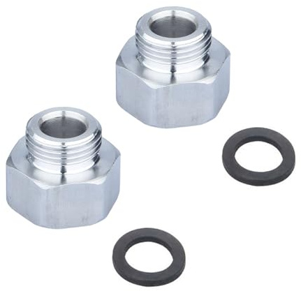 Packung Mit 2 Edelstahl Wasserleitungen Adapter G1/2 Frauen Zu G3/8 Männlichen Gewindeanschlüssen Mit Unterlegscheiben Für Wasserhahnanschlüsse