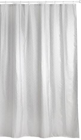 TATAY Rideau Douche Tissu 140x200 cm | avec 8 Anneaux | Rideau Douche Lavable Design Moderne | Tissu Polyester Résistant | Modèle Nature – Blanc & Beige