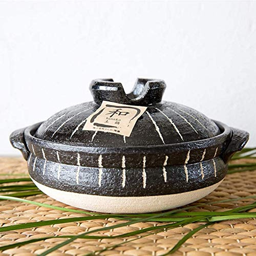 Kochtopf, japanischer Hot Pot, hitzebeständiger Keramik-Auflauf mit Deckel, Tontopf für Reiskocher, runde Auflaufform, Tontopf, Schmortopf, Suppentopf, gesunde Soße