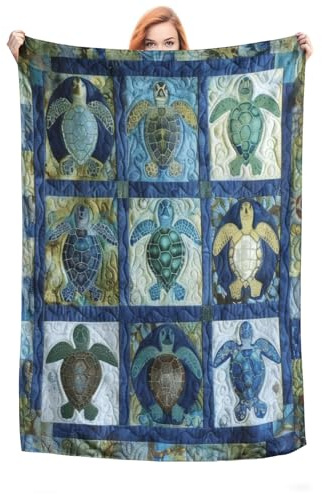 YUAOEUR Turtle Blanket - Thick and Warm, Fluffy Flannel & Soft Blankets for Bed and Couch Twin Size 150cm x 200cm