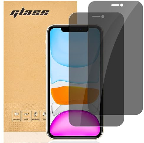 gueche Privacy Screen Protector for iPhone XR and iPhone 11, Anti Spy Tempered Glass Film,2-Pack,[Anti-Spy][Impact-Resistant][Anti-Scratch]