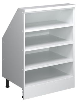 Vicco Dachschrägenschrank Rion, Weiß/Weiß | B60 x T46 cm, mit 4 Fächern, platzsparend für Dachschrägen