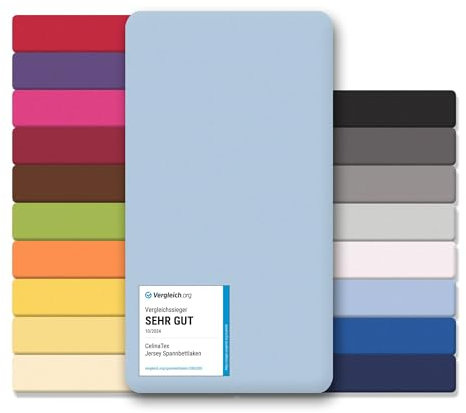CelinaTex Jersey Spannbettlaken Lucina Doppelpack 90x200-100x200cm Aqua blau 100% Baumwolle gekämmt bis 26cm Matratzenhöhe Spannbettbezug, Leintuch, Bettlaken, elastisch, Strech, Oeko-Tex