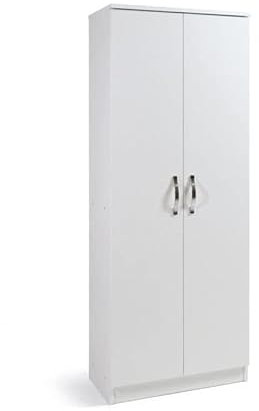 Armadio scarpiera bianco mobile due ante multiuso 6 ripiani cm182x71x38