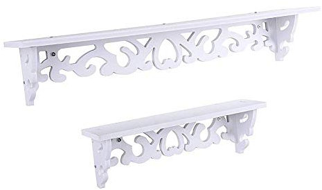 Yosoo Landhaus Holz Weiß Wandboard Wandregal Hängeregal Dekoregal Regal Retro Design mit Schraube (M+L)