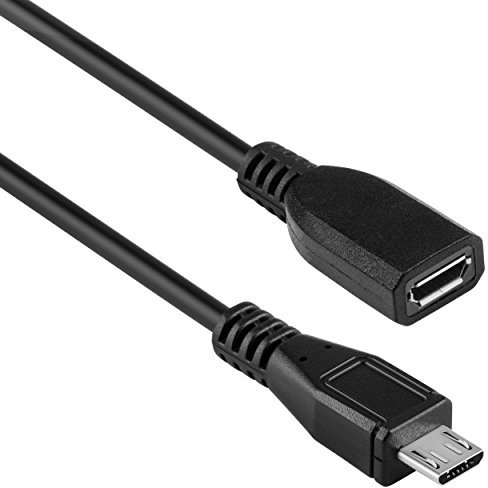 mumbi 09289 - Micro USB Verlängerung - Micro USB Buchse auf Micro USB Stecker für z.B. KFZ Ladekabel Datenkabel USB Kabel etc., Schwarz