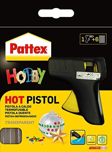 Pattex Hobby Pistola Hotmelt, Pistola Colla a Caldo Senza Fili, Piccoli Mestieri Fai-da-te, Riparazioni Decoupage, Scrapbooking, Patchwork, Modellismo, Decorazioni di Casa, 1 Pistola, 6 Cartucce