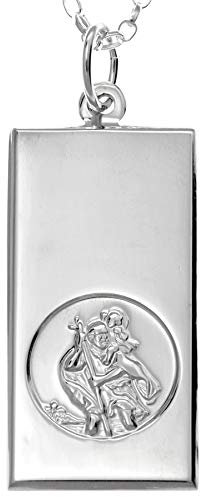 Alexander Castle 925 Sterling Silber Heiliger Christophorus Barren Anhänger Halskette - 30mm x 16mm St Christopher mit 18 Sterling Silber Kette & Schmuck Geschenk-Box