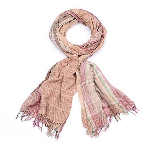 styleBREAKER Unisex Schal mit buntem Streifen und Karo Muster mit Fransen, kariert 01018075, Farbe:Mehrfarbig/Modell-6