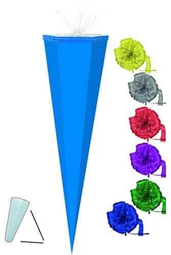 alles-meine.de GmbH Schultüte Rohling - dunkel Blau - 85 cm incl. Schleife/Tüllabschluß - Zuckertüte - zum Basteln, Bemalen und Bekleben Bastelschultüte