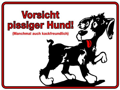 LEMAX® Schild Vorsicht pissiger Hund! Aluminium geprägt 150 x 200 mm (Wachhund, freilaufender Hund, Funschild) praxisbewährt, wetterfest