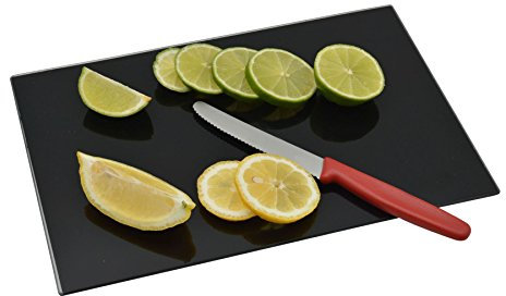 Harbour Housewares Glas-Schneidebrett - 30 x 20 cm - Schwarz - kleine Tischsets, Schneideunterlage, Arbeitsplattenschoner zum Kochen, Backen, Gemüsezubereiten in der Küche