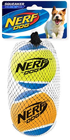 Nerf Dog Hundespielzeug Tennisbälle mit Quietscher, 7,5cm, 2er Pack