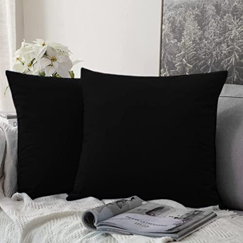 Class Home Collection Kissenbezug 40x80 Baumwolle 2er Set Renforce Kissenbezüge mit Reißverschluss weich Kopfkissenbezug (Schwarz, 40x40 cm)