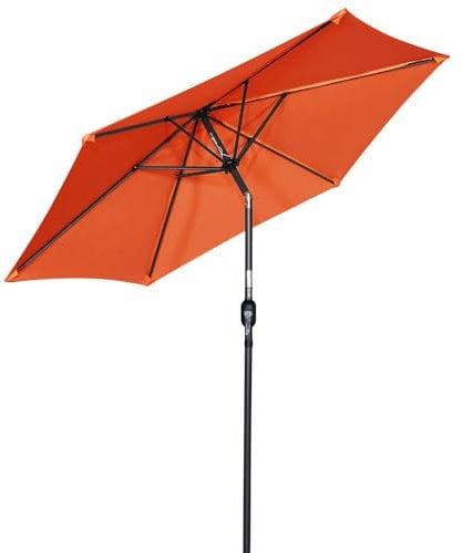 Angel Living Garden Parasol Umbrella 270cm Aluminum with Crank Tilt Mechanism Sun Shade for Garden Patio Furniture (Terracotta)