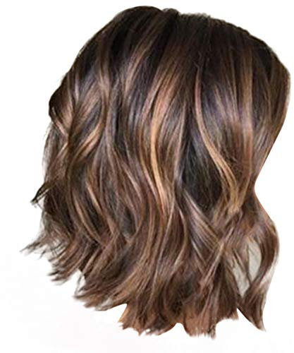 TIREOW Perücke Damen Kurze Gewellte Bobo Echthaar Rose Glueless Front Perücken