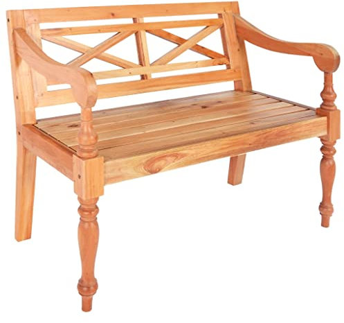 vidaXL Mahagoniholz Massiv Batavia Sitzbank 98cm Hellbraun Holzbank Flurbank
