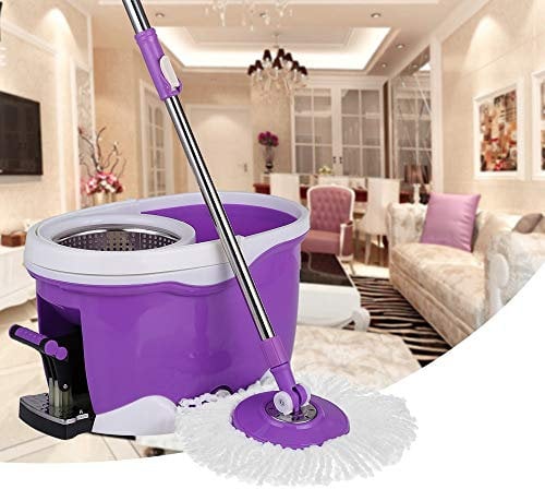 Scopa Mop e benne Magic Floor Spin Mop Pedale girevole a 360 ° con rotazione a rotazione Set secchio con pedale Rotante Mop da pavimento con 2 testine in microfibra