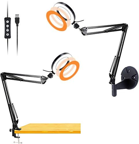 Stream Lighting kit, Desk Ring Light and Wall Ring Light,6'' USB Ring Light with Mount Stand for YouTube Task Craft Architect Drafting Repair - Acetaken