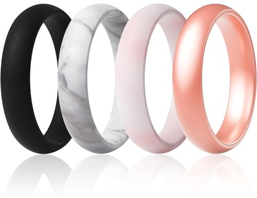 ThunderFit Lot d'alliances en silicone pour femme, 5,5 mm de large, 2 mm d'épaisseur, bandes de mariage en caoutchouc, lot de 1 à 12, 9.5 - 10 (20.20mm), Silicone, Pas de pierre précieuse