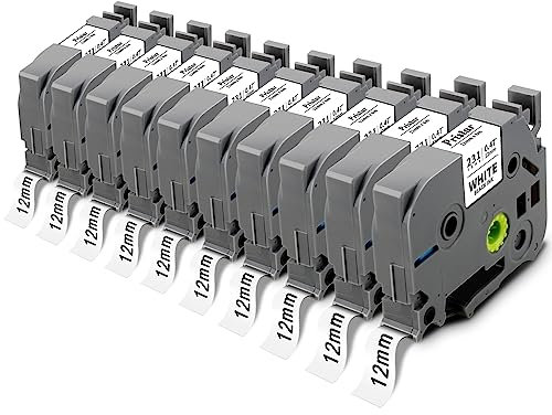 Pristar 10x Kompatible für Brother TZe-231 TZe231 TZ-231 Ersatz Ptouch Schriftband Tze 12mm 0.47 Laminated Schriftbänder für Brother PT-D400 H107B H105 D600VP H100LB H100R D210 H110 1000 P710BT