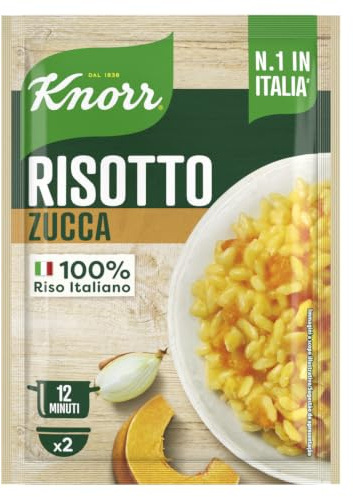 Knorr Risotto alla Zucca, Risotto Pronto con Ingredienti Naturali, 100% Riso Italiano e Chicci al Dente, Preparazione in Pentola o al Microonde, 175g, 2 Porzioni