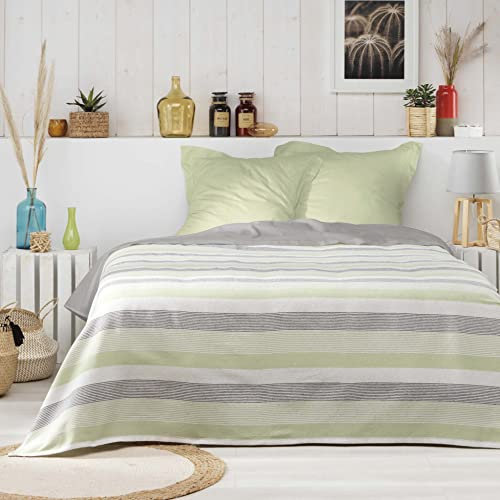Douceur d'Intérieur, Tagesdecke Fiby Grün, Polyester-Baumwolle, Jacquard, 180 x 220 cm