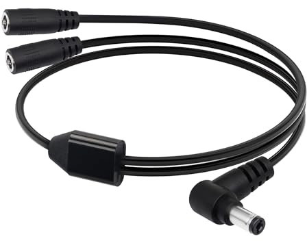 YACSEJAO DC 90 degrés Y-câble de distribution 5,5 x 2,1 mm mâle à double femelle DC 12 V pour CCTV parking caméra de sécurité, bande lumineuse LED