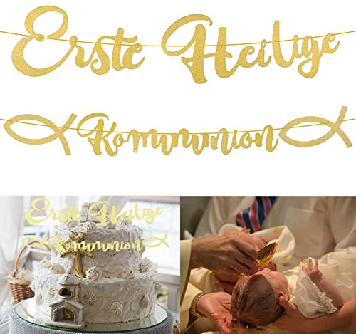 Erste Heilige Kommunion Girlande,Kommunion Girlande Alles Gute,Holy Communion Garland,Erstkommunion Banner Gold,kommunion Deko Banner,Junge Mädchen Geburtstag Taufe Dekoration