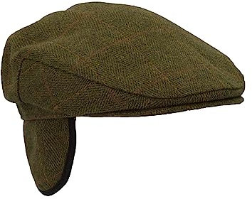 WALKER AND HAWKES Unisex Schiebermütze mit Ohrenklappen - Tweed - Dunkles Salbeigrün - XL (60cm)