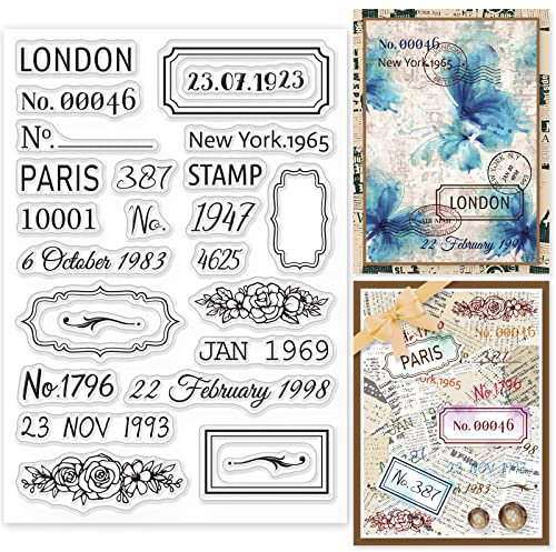 GLOBLELAND Past Date Clear Stamps Zip Code City Silicone Clear Stamp Seals for Cards Making DIY Scrapbooking Photo Journal Album Decoration