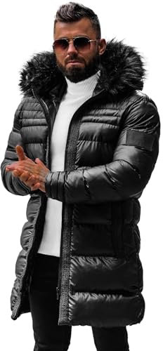 OZONEE Herren Winterjacke Jacke Winter Farbvarianten Warm Bomberjacke Steppjacke Wintermantel Kunstfell Daunenjacke Leichte Jacket Outdoor Puffer Gepolstert 777/8660K SCHWARZ L