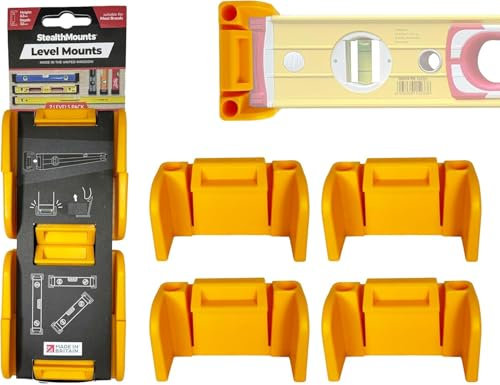 StealthMounts Universal Level Holder | Yellow | 2 Pack | Locking Level Mounts | Fits All Brands | Perfect for Level Storage