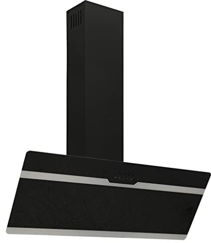 vidaXL Campana extractora de pared, 90 cm, de acero y cristal templado negro
