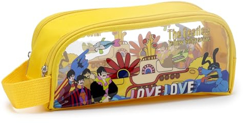 Puckator The Beatles Yellow Submarine Clear Window Pencil Case - School Equipment Stuff - Pencil Cases - Large Capacity Preppy Pencil Case - Zipper Pouch - Office Essentials - Pencils Case Cute